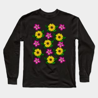 sunflowers, pink flowers, floral, bloom, flowery Long Sleeve T-Shirt